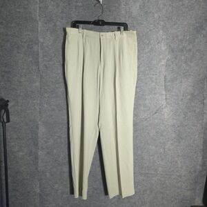 Tommy Bahama Silk Bamboo Pants Mens 36x32 Beige Pleated Dress Trousers Khaki